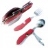 Набор походный раскладной (3 предмета) вилка, нож, ложка, нерж сталь, цветной, гладкий   (A007)