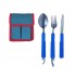 Набор походный раскладной 3 предмета (вилка, ложка, нож, ) +открывалка Метал. синяя ручка