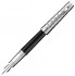 Перьевая ручка Parker Premier, цвет - черный/серебро, перо - золото 18К