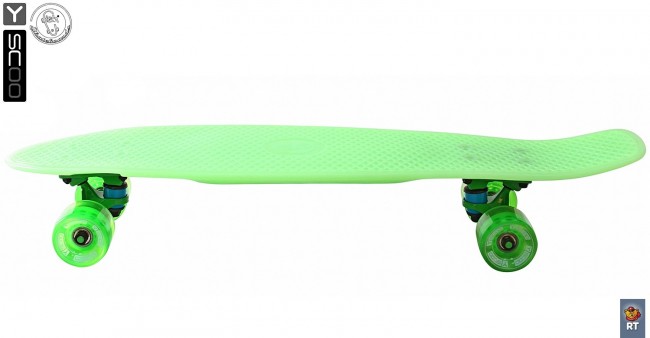 402E-G Скейтборд Y-Scoo Big Fishskateboard Glow 27&quot; винил 68,6х19 с сумкой Green/green