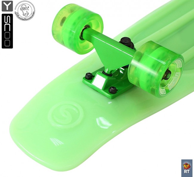 402E-G Скейтборд Y-Scoo Big Fishskateboard Glow 27&quot; винил 68,6х19 с сумкой Green/green