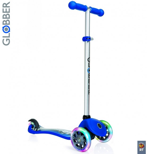 424-003 Самокат Globber Primo Fantasy с 3 светящимися колесами Racing Navy Blue