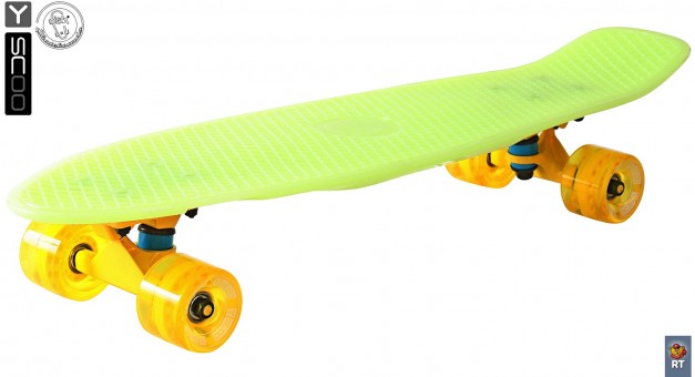 402E-Y Скейтборд Y-Scoo Big Fishskateboard Glow 27&quot; винил 68,6х19 с сумкой Yellow/yellow