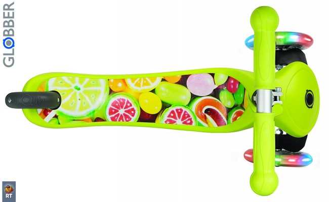 424-006 Самокат Globber Primo Fantasy с 3 светящимися колесами Fruitiness Lime green