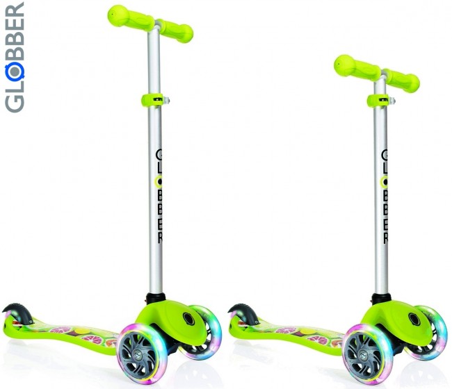 424-006 Самокат Globber Primo Fantasy с 3 светящимися колесами Fruitiness Lime green