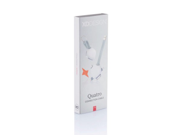 Универсальный USB-кабель для зарядки XD Design Quatro (P302.023), серый с белым