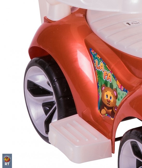 Каталка машинка с родительской ручкой Мишка   (Lapa)   цвет бронза