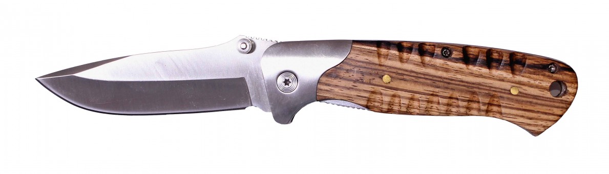 Нож складной Stinger, 85 мм (серебристый), рукоять: сталь/дерево (серебр.-корич.), коробка картон Нож складной Stinger, 85 мм (серебристый), рукоять: сталь/дерево (серебр.-корич.), коробка картон