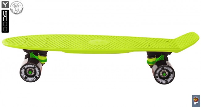 401-L Скейтборд Y-Scoo Fishskateboard 22&quot; винил 56,6х15 с сумкой Lime/black