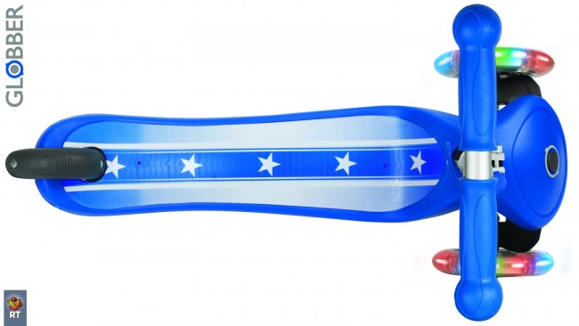 424-012 Самокат Globber Primo Fantasy с 3 светящимися колесами Stars&strips Navy Blue
