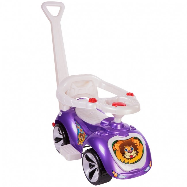 Каталка машинка с родительской ручкой Мишка   (Lapa)   цвет фиолетовый