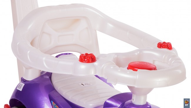 Каталка машинка с родительской ручкой Мишка   (Lapa)   цвет фиолетовый