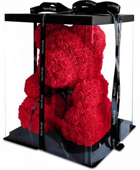 Мишка из роз 70 см   (красный)