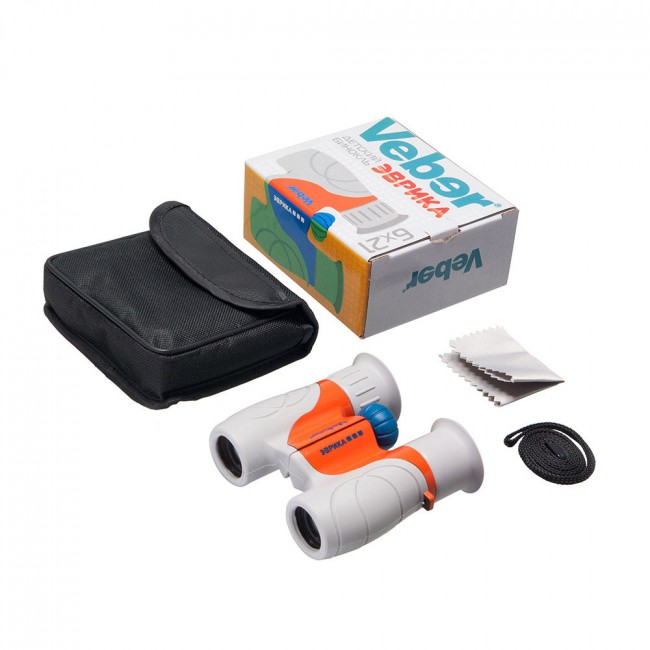 Бинокль детский Veber «Эврика» 6x21, серо-оранжевый Бинокль детский Veber «Эврика» 6x21, серо-оранжевый
