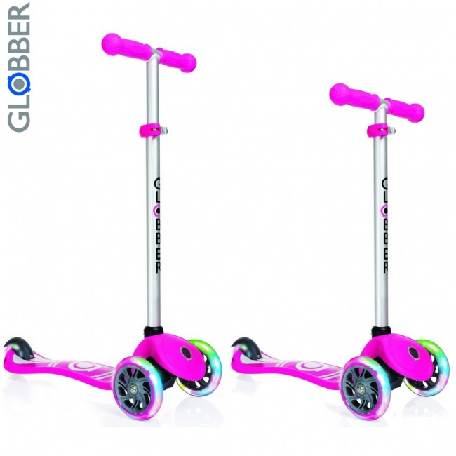 424-013 Самокат Globber Primo Fantasy с 3 светящимися колесами Logo Neon pink