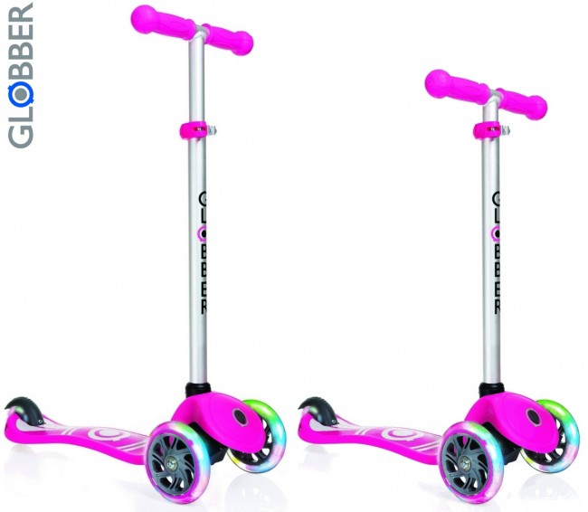 424-013 Самокат Globber Primo Fantasy с 3 светящимися колесами Logo Neon pink