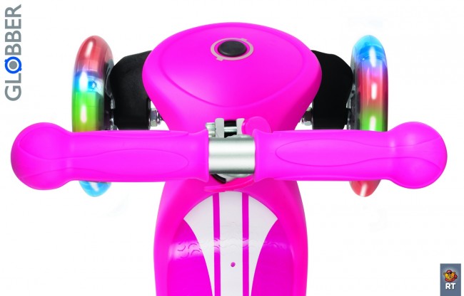 424-013 Самокат Globber Primo Fantasy с 3 светящимися колесами Logo Neon pink