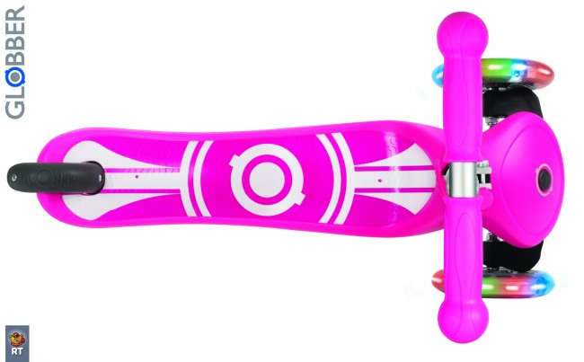 424-013 Самокат Globber Primo Fantasy с 3 светящимися колесами Logo Neon pink