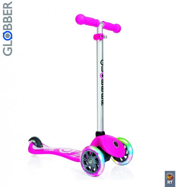 424-013 Самокат Globber Primo Fantasy с 3 светящимися колесами Logo Neon pink