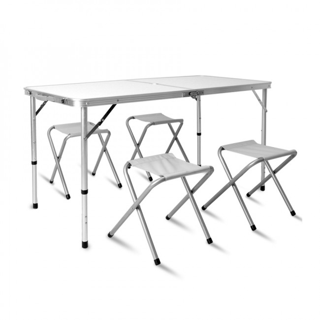 Набор мебели Kutbert стол-чем алюм, 100*60 Н45-60 +4табурета, МДФ, регул. высота, Ytft014 (1)
