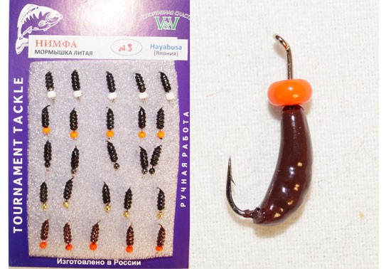 Мормышка Нимфа, набор №3, ручной работы, литая, кр. Hayabusa (25шт./уп.)