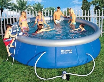 Бассейн Bestway 15"x36" Fast Set Pool Set, надувной, лест, насос, тент, настил 457х91см 57124 Бассейн Bestway 15"x36" Fast Set Pool Set, надувной, лест, насос, тент, настил 457х91см 57124