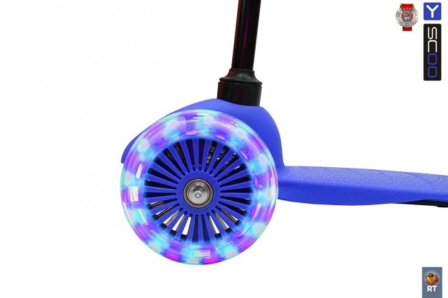Самокат Y-Scoo mini A-5 Shine цв. blue со светящими колесами