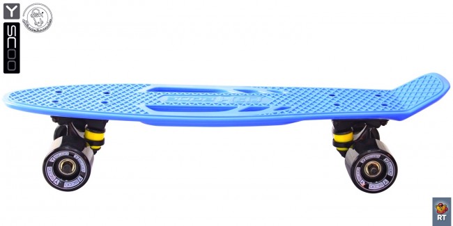 405-B Скейтборд Y-Scoo Skateboard Fishbone с ручкой 22&quot; винил 56,6х15 с сумкой Blue/black