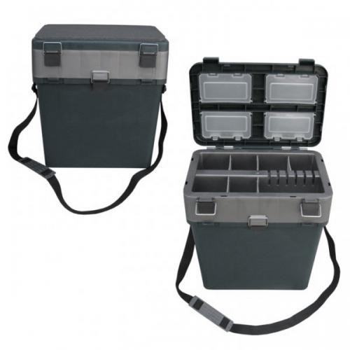 Ящик зимний HS-317, пластик В37*Ш37*Г23, 19л, мягк. сидушка, ремень, t от -40 до +50, до 120кг