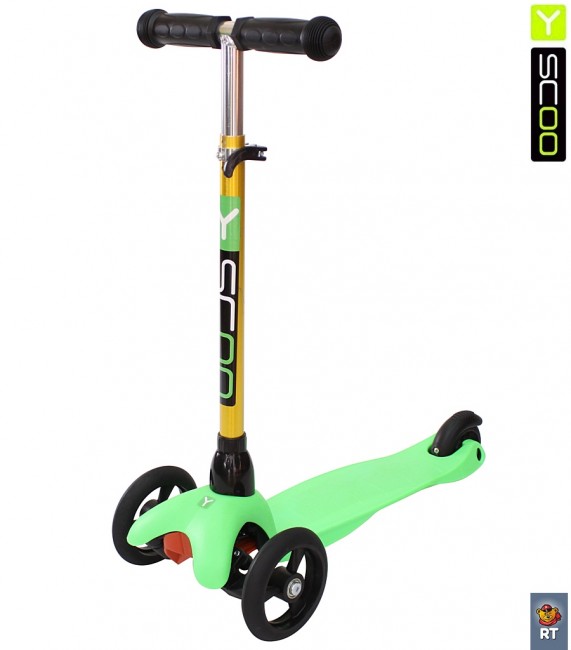 Самокат 3-х кол. Y-Scoo Mini Glam Metallic RT lime