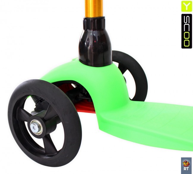 Самокат 3-х кол. Y-Scoo Mini Glam Metallic RT lime