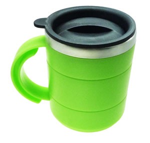 Термокружка, пластик, с крышкой, с поильником, 400мл, цв. синий (078-С)