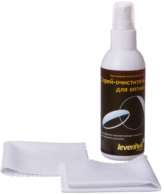 Набор для ухода за оптикой Levenhuk (2 спальноеалфетки 15x15 см, спрей 95 мл)