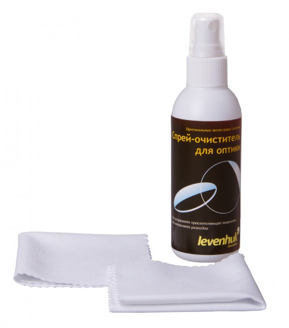 Набор для ухода за оптикой Levenhuk (2 спальноеалфетки 15x15 см, спрей 95 мл)