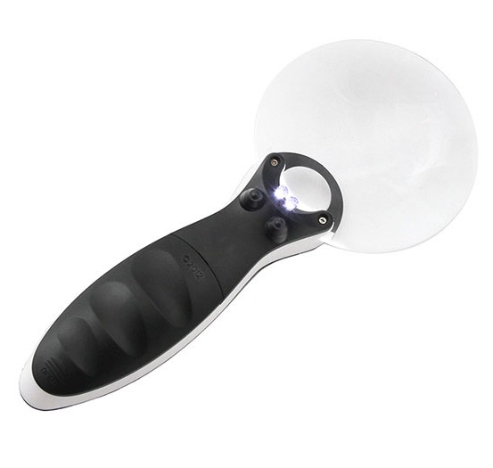 Лупа на ручке Veber 3/6x, 90 мм, с подсветкой (G-288-090) Лупа на ручке Veber 3/6x, 90 мм, с подсветкой (G-288-090)