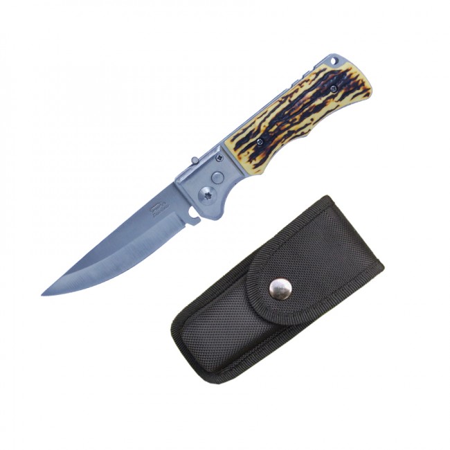 Нож Stainless, выкидной, в чехле, длина - 8 см, нержавеющая сталь Нож Stainless, выкидной, в чехле, длина - 8 см, нержавеющая сталь