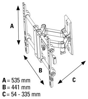 Кронштейн для телевизора Hama H-108730 черный 23"-50" макс. 45кг настенный поворотно-выдвижной и наклонный Кронштейн для телевизора Hama H-108730 черный 23"-50" макс. 45кг настенный поворотно-выдвижной и наклонный