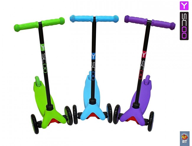 Самокат Y-Scoo mini A-5 Simple цв. green с цветными колесами