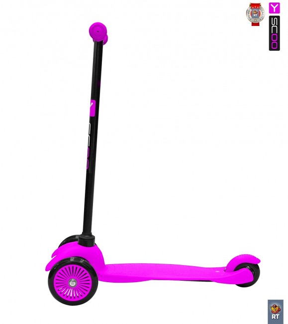 Самокат Y-Scoo mini A-5 Simple цв. pink с цветными колесами