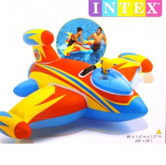 Плотик Intex, Самолет с водяной пушкой, детский надувной, 147х127см от 3лет, 57539 Плотик Intex, Самолет с водяной пушкой, детский надувной, 147х127см от 3лет, 57539