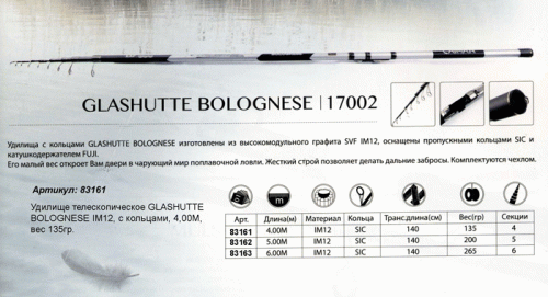 Удилище Caiman Glashutte Bolognese IM12 SIC с кольцами 4,0м - вес 135гр. Удилище Caiman Glashutte Bolognese IM12 SIC с кольцами 4,0м - вес 135гр.