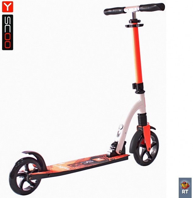 Самокат Y-Scoo RT 180 Slicker с амортизатором red-white