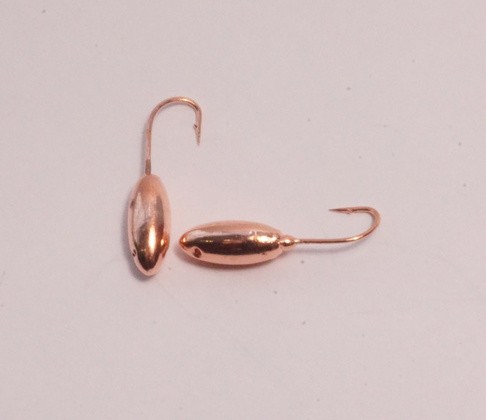 Мормышка вольфрамовая, Kutbert Овсинка с отверстием  d4мм, цв. медь (5 шт./уп.)