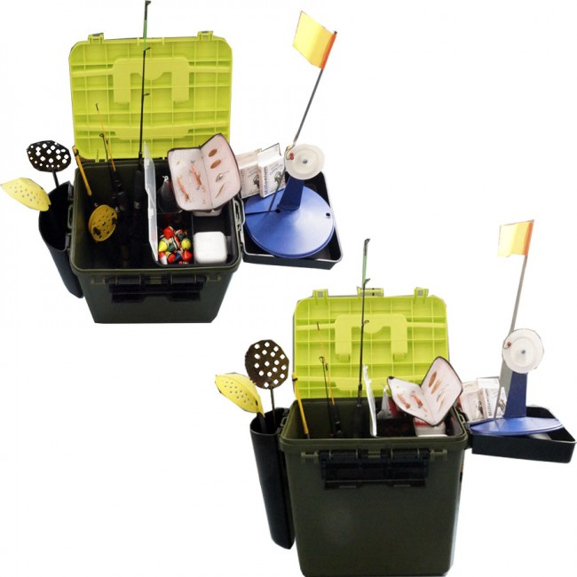 Ящик зим. Winner-Fish NEW2017,HS-2,В30*Ш34*Г25, 25л, с руч, ремнем, лотком, конт. для нажив., зелен с жёлт