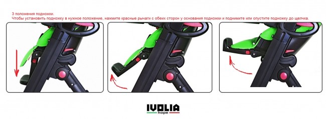 Стульчик для кормления Ivolia Love 02 4 колеса green