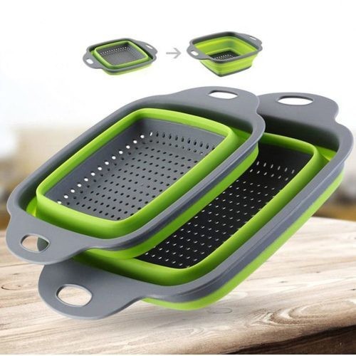 Дуршлаг складной, двойной, силиконовый 17*17см,   (A11F)