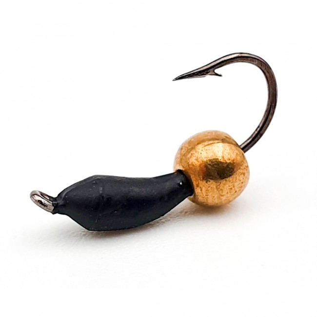 Мормышка Уралка вольфрамовая, d-2,0 мм., 0,4 гр., черная, с латунным шариком (5шт./уп.)