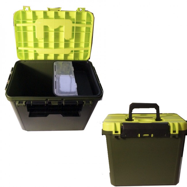 Ящик зим. Winner-Fish NEW2017,HS-2,В30*Ш34*Г25, 25л, с ручкой, ремнем, конт. для нажив., зелен с жёлт