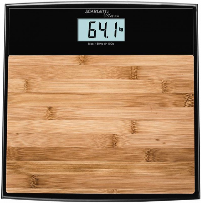 Весы напольные электронные Scarlett SC-BS33E064 макс. 180кг бамбук/черный Весы напольные электронные Scarlett SC-BS33E064 макс. 180кг бамбук/черный