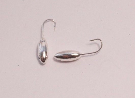 Мормышка вольфрамовая, Kutbert Овсинка с отверстием  d4мм, цв. серебро (5 шт./уп.)